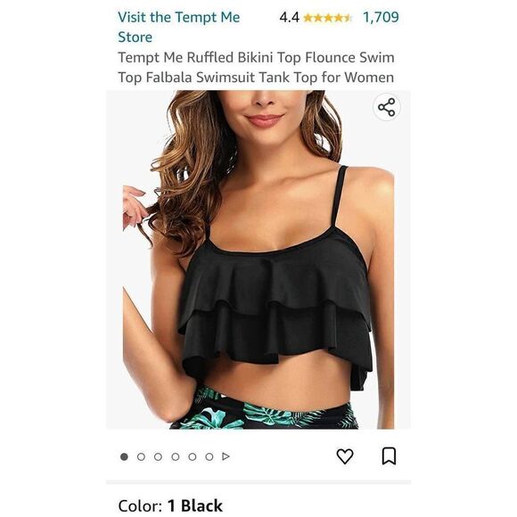 Black tiered cropped bikini top Size medium  boho flounce crop - Picture 1 of 5